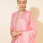 Janasya Pink Chanderi Embellished Set | Swadesiicart