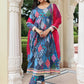 Janasya Women's Blue Cotton Ethnic Printed Festive Anarkali Kurta Set | Swadesiicart