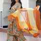 Janasya Women's Green Cotton Embellished Ethnic Printed Festive Flared Kurta Set | Swadesiicart