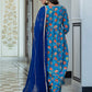 Janasya Women's Sky blue Cotton Embellished Ethnic Printed Festive Flared Kurta Set | Swadesiicart
