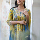 Janasya Women's Lime Green Cotton Embellished Ethnic Printed Festive Flared Kurta Set | Swadesiicart