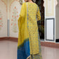 Janasya Women's Lime Green Cotton Embellished Ethnic Printed Festive Flared Kurta Set | Swadesiicart