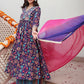 Janasya Women's Purple Cotton Embellished Ethnic Printed Festive A-line Kurta Set | Swadesiicart