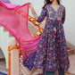 Janasya Women's Purple Cotton Embellished Ethnic Printed Festive A-line Kurta Set | Swadesiicart