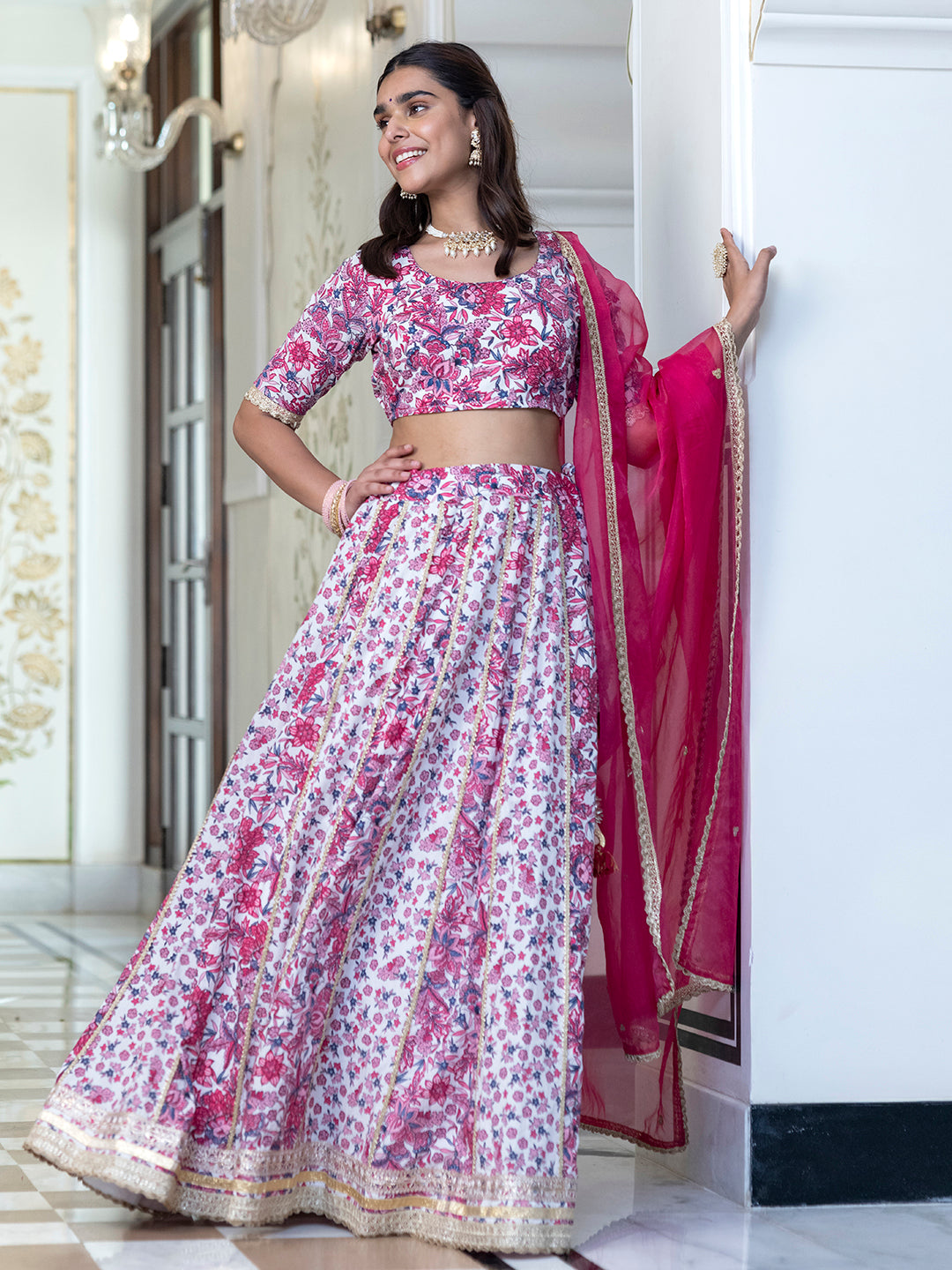 Janasya White Cotton Embellished Festive Lehenga Choli | Swadesiicart