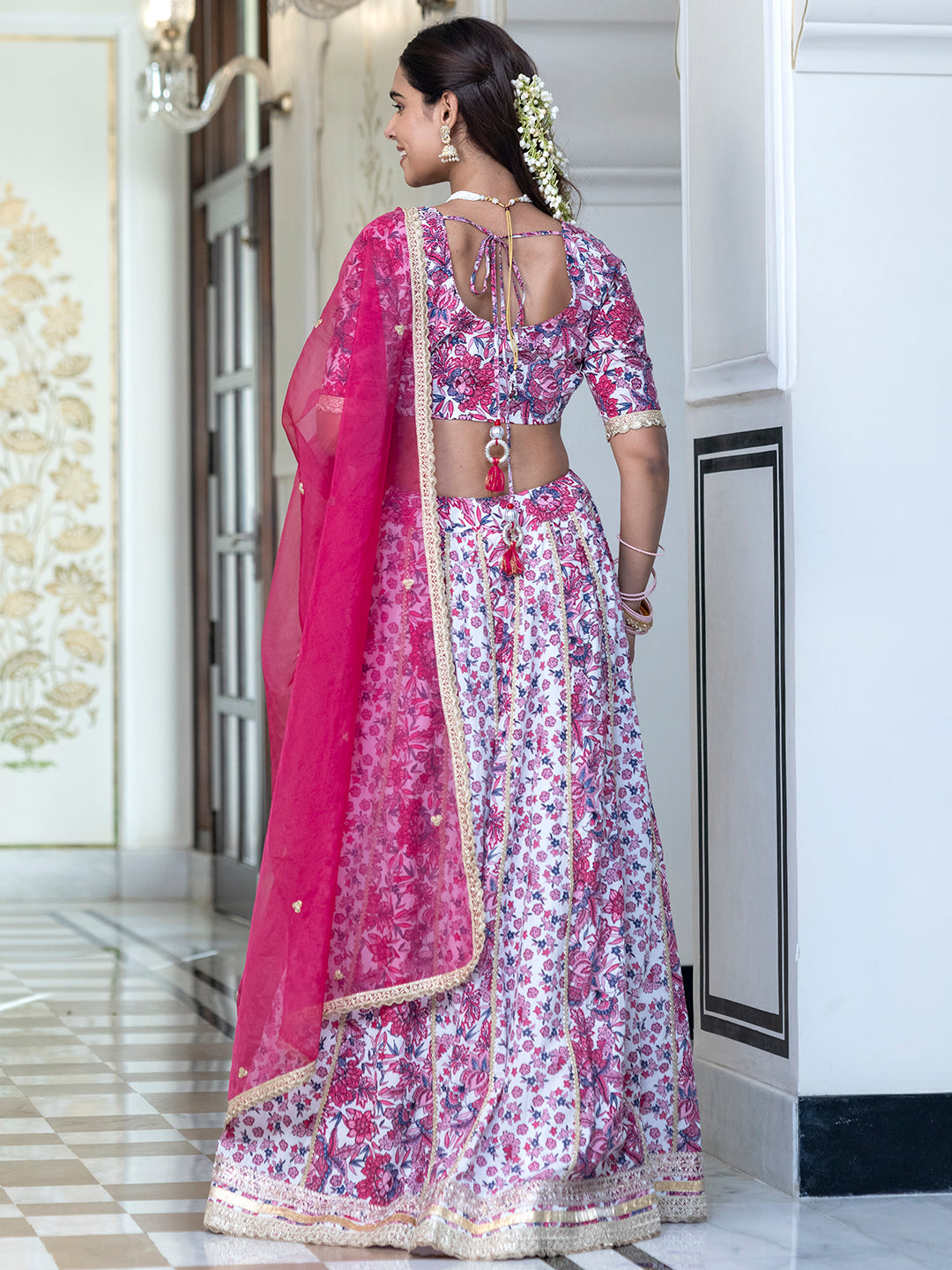 Janasya White Cotton Embellished Festive Lehenga Choli | Swadesiicart