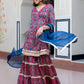 Janasya Women's Wine Cotton Ethnic Printed Festive Short Kurta Set | Swadesiicart