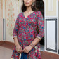 Janasya Women's Wine Cotton Ethnic Printed Festive Short Kurta Set | Swadesiicart