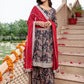 Janasya Women's Navy Blue Cotton Ethnic Printed Festive Flared Kurta Set | Swadesiicart