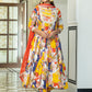 Janasya Women's Multicolor Cotton Embellished Floral Printed Festive Anarkali Kurta Set | Swadesiicart