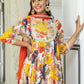 Janasya Women's Multicolor Cotton Embellished Floral Printed Festive Anarkali Kurta Set | Swadesiicart