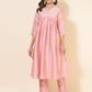 Janasya Pink Crepe Silk Yoke Embroidery Set | Swadesiicart