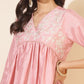 Janasya Pink Crepe Silk Yoke Embroidery Set | Swadesiicart