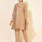 Janasya Beige Crepe Silk Embellished Set | Swadesiicart