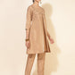 Janasya Beige Crepe Silk Embellished Set | Swadesiicart