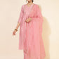 Janasya Pink Crepe Silk Yoke Embroidery Set | Swadesiicart