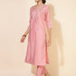 Janasya Pink Crepe Silk Yoke Embroidery Set | Swadesiicart