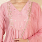 Janasya Pink Crepe Silk Yoke Embroidery Set | Swadesiicart