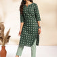 Janasya Green Cotton Printed Sets | Swadesiicart