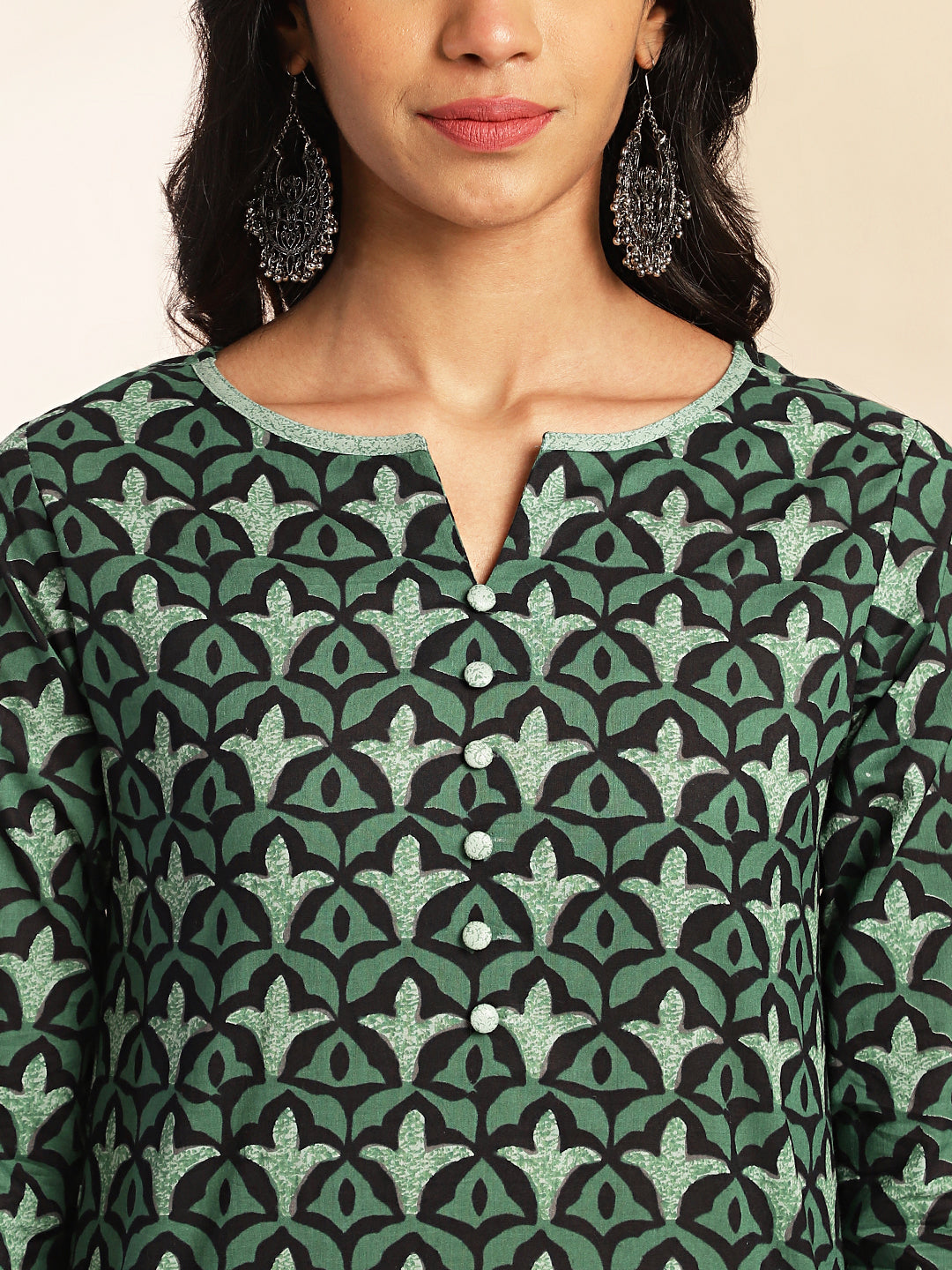 Janasya Green Cotton Printed Sets | Swadesiicart
