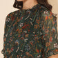 Janasya Green Chiffon Lurex Floral Printed Co-ords - Swadesiicart