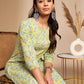 Janasya Light Green Cotton Floral Straight Co-ord Set - Swadesiicart