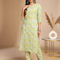 Janasya Light Green Cotton Floral Straight Co-ord Set - Swadesiicart