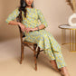 Janasya Light Green Cotton Floral Straight Co-ord Set - Swadesiicart