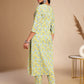 Janasya Light Green Cotton Floral Straight Co-ord Set - Swadesiicart