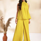 Janasya Yellow Dobby Chiffon Solid Sets | Swadesiicart