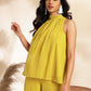 Janasya Yellow Dobby Chiffon Solid Sets | Swadesiicart