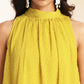 Janasya Yellow Dobby Chiffon Solid Sets | Swadesiicart