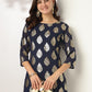 Janasya Dark Georgette Foil Print Straight Kurta Set | Swadesiicart