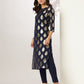 Janasya Dark Georgette Foil Print Straight Kurta Set | Swadesiicart
