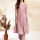 Janasya Lavender Chinnon Solid Wrap Kurta Set | Swadesiicart