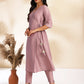 Janasya Lavender Chinnon Solid Wrap Kurta Set | Swadesiicart
