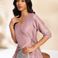 Janasya Lavender Chinnon Solid Wrap Kurta Set | Swadesiicart