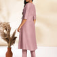 Janasya Lavender Chinnon Solid Wrap Kurta Set | Swadesiicart