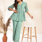 Janasya Sage Dobby Chiffon Woven Design Peplum Top & Bottom Set | Swadesiicart