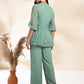 Janasya Sage Dobby Chiffon Woven Design Peplum Top & Bottom Set | Swadesiicart