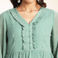 Janasya Sage Dobby Chiffon Woven Design Peplum Top & Bottom Set | Swadesiicart