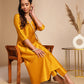 Janasya Mustard Crepe Silk Solid Wrap Kurta Set | Swadesiicart