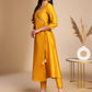 Janasya Mustard Crepe Silk Solid Wrap Kurta Set | Swadesiicart