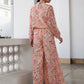 Janasya Beige Georgette Floral Regular Top & Bottom Set | Swadesiicart