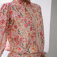 Janasya Beige Georgette Floral Regular Top & Bottom Set | Swadesiicart