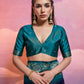 Vishnu Weaves Women's Navy-Blue Soft Silk Zari Woven Saree with Blouse - Swadesiicart