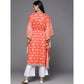 Ahalyaa Women's Traditional wear Kurta Set - Rust | Swadesiicart