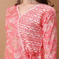 Angrakha Style Floral Printed A-Line Kurta With Pant & Dupatta, Pink - Hiral Fashion
