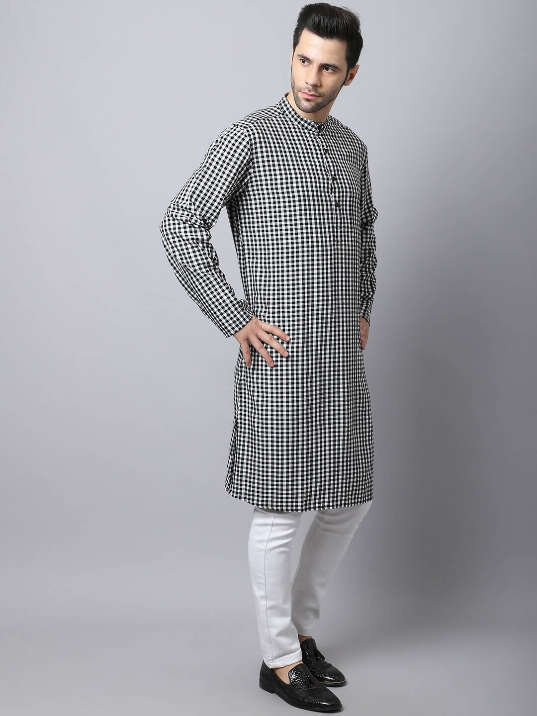 Even Apparels Multi Pure Cotton Men's Kurta With Band Collar | Swadesiicart