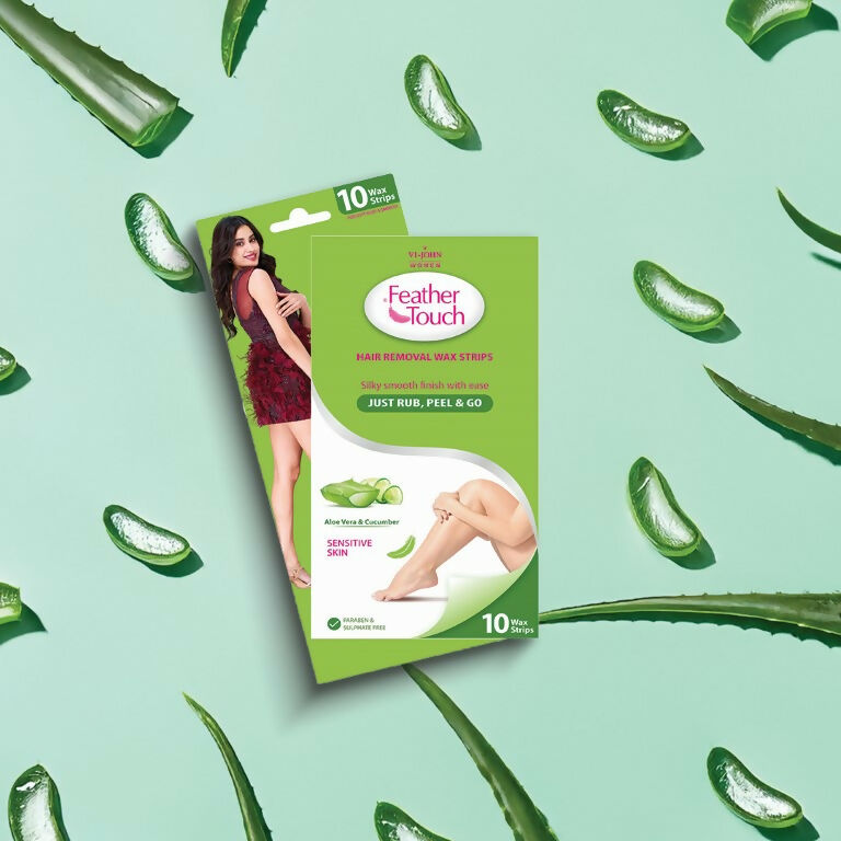 VI-JOHN Feather Touch Cucumber & Alevera Hair Removal Wax Strips for Dry Skin Praraben & Sulphate Free | Swadesiicart